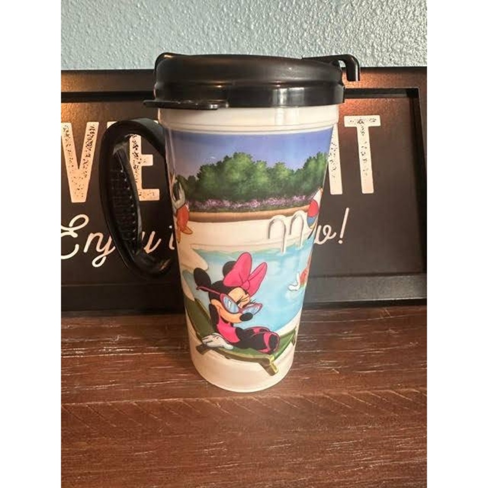 Disney Parks Mickey Minnie Daisy Duck Summer Pool Travel Mug Tumbler with Handle